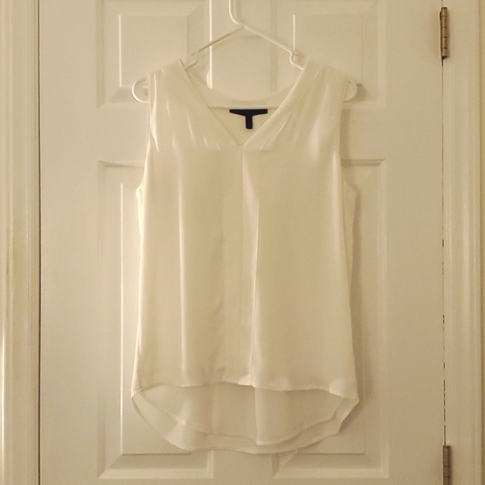 White V-Neck Shell Tank Blouse